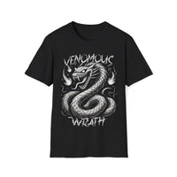 Macabre Threads Black Venomous Wrath T-Shirt – Coiled Serpent Horror Tee