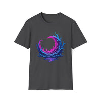 Macabre Threads Dark Heather Moon Ripples T-Shirt – Gothic Crescent Wave Graphic Tee