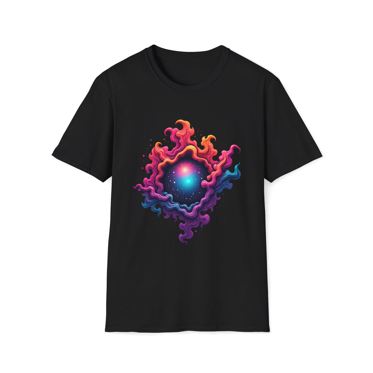 Macabre Threads Black Mystic Swirl T-Shirt – Cosmic Energy Vortex Graphic Tee