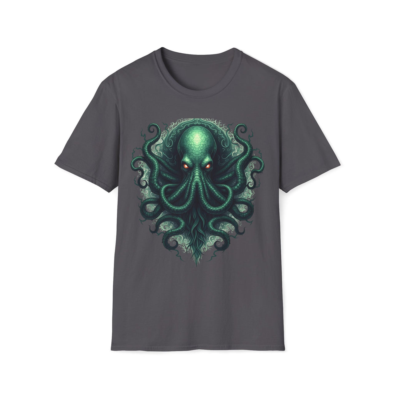 Macabre Threads Charcoal Cthulhu Enigma T-Shirt – Cosmic Horror Tentacle Design