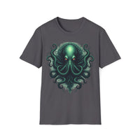 Macabre Threads Charcoal Cthulhu Enigma T-Shirt – Cosmic Horror Tentacle Design