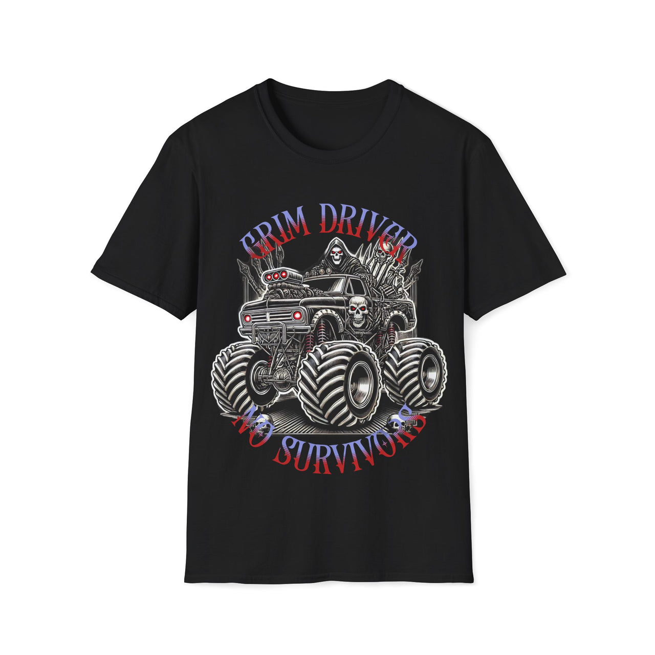 Macabre Threads Black Grim Driver – Monster Truck Reaper Tee