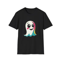 Macabre Threads Black Pop Ghost T-Shirt – Cute Colorful Ghost Tee