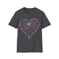 Macabre Threads Dark Heather Heartstrings T-Shirt – Gothic Spiderweb Heart Tee