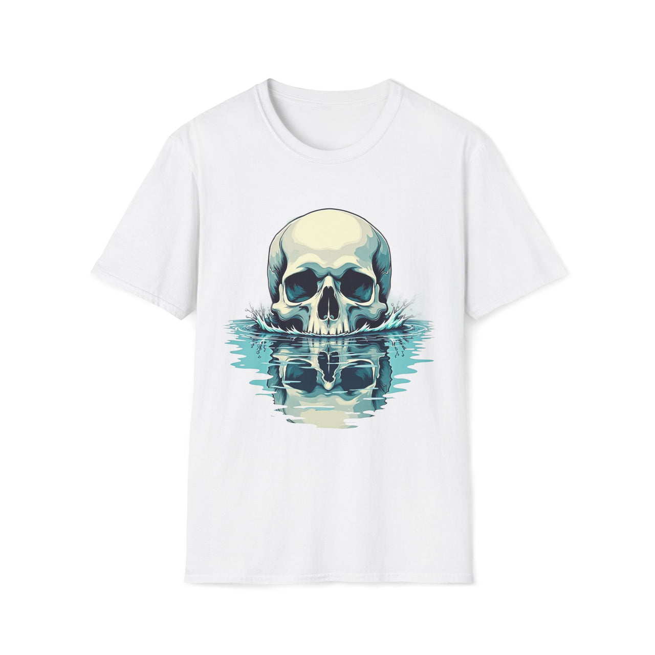 Macabre Threads White Waves Reflection Skull Reflection T Shirt – Gothic Water Skull Tee