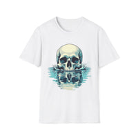 Macabre Threads White Waves Reflection Skull Reflection T Shirt – Gothic Water Skull Tee